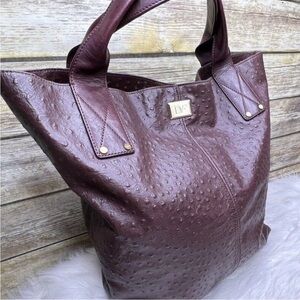 Diane Von Furstenberg Deep Burgundy Ostrich Embossed Leather bag